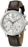 Tissot PRC 200 Chronograph Silver Dial Brown Leather Strap Watch For Men - T055.417.16.037.00 Authentic Buy Shop Now