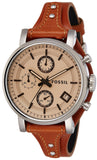 Fossil Original Boyfriend Sport Chronograph Beige Dial Brown Leather Strap Watch for Women - ES4046 Authentic Buy Shop Now