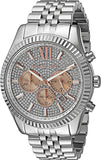 Michael Kors Lexington Chronograph Silver Dial Silver Steel Strap Watch for Men - MK8515 Authentic Buy Shop Now