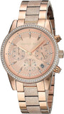 Michael Kors Ritz Chronograph Rose Gold Dial Rose Gold Steel Strap Watch For Women - MK6598 Authentic Buy Shop Now