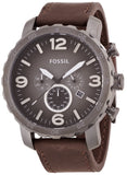 Fossil Nate Chronograph Grey Dial Brown Leather Strap Watch for Men - JR1424 Authentic Buy Shop Now