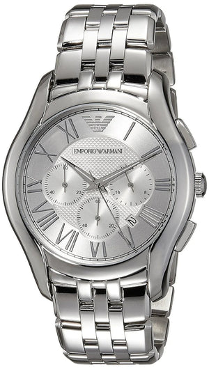 Emporio Armani Velente Chronograph Quartz Silver Dial Silver Steel Strap Watch For Men - AR1702 Authentic Buy Shop Now