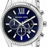 Michael Kors Lexington Chronograph Blue Dial Silver Steel Strap Watch for Men - MK8280 Authentic Buy Shop Now