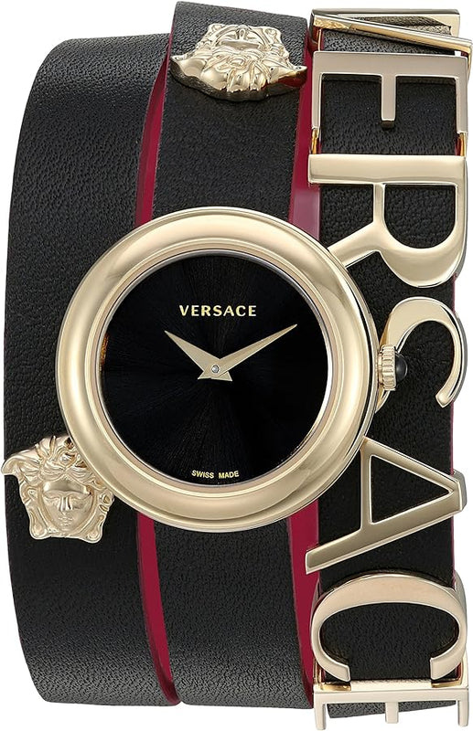 Versace V-Flare Quartz Black Dial Black Leather Strap Watch for Women - VEBN00218 Authentic Buy Shop Now