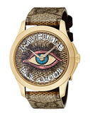 Gucci G Timeless Eye Beige Dial Beige Leather Strap Watch For Men - YA1264022 Authentic Buy Shop Now