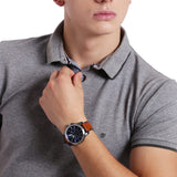 Fossil Grant Chronograph Blue Dial Brown Leather Strap Watch for Men - FS5151 Authentic Buy Shop Now