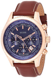 Guess Persuit Chronograph Blue Dial Brown Leather Strap Watch for Men - W0500G1 Authentic Buy Shop Now