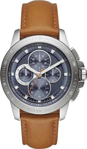 Michael Kors Ryker Chronograph Analog Blue Dial Brown Leather Strap Watch For Men - MK8518 Authentic Buy Shop Now