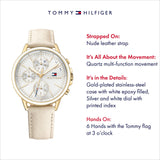 Tommy Hilfiger Carly Silver Dial Cream Leather Strap Watch for Women - 1781790 Authentic Buy Shop Now