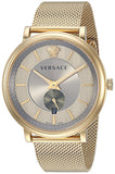 Versace V Circle Quartz Gold Dial Gold Mesh Bracelet Watch For Men - VBQ070017 Authentic Buy Shop Now
