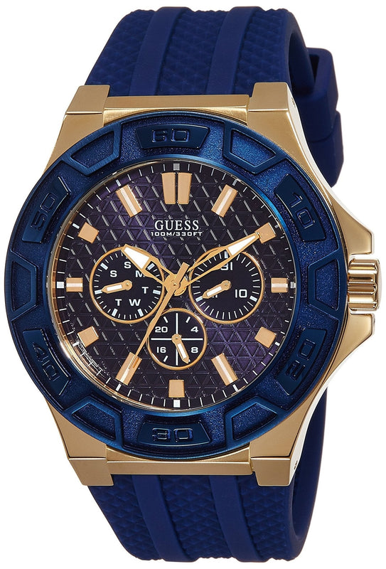 Guess Force Blue & Rose Gold Dial Blue Silicone Strap Watch For Men - W0674G2 Authentic Buy Shop Now