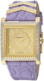Versace Day Glam Chronograph Gold Dial Purple Leather Strap Watch for Women - VQF040015 Authentic Buy Shop Now