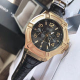 Guess Rigor Analog Black Dial Black Leather Strap Watch For Men - W0040G4 Authentic Buy Shop Now