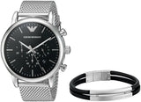 Emporio Armani Luigi Black Dial Silver Mesh Bracelet Watch For Men - AR8032 Authentic Buy Shop Now
