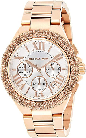 Michael Kors Camille Chronograph White Dial Rose Gold Steel Strap Watch for Women - MK5636 Authentic Buy Shop Now