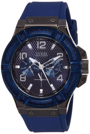 Guess Rigor Analog Blue Dial Blue Rubber Strap Watch For Men - W0248G5 Authentic Buy Shop Now