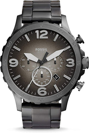 Fossil Nate Chronograph Gunmetal Dial Grey Steel Strap Watch for Men - JR1437 Authentic Buy Shop Now