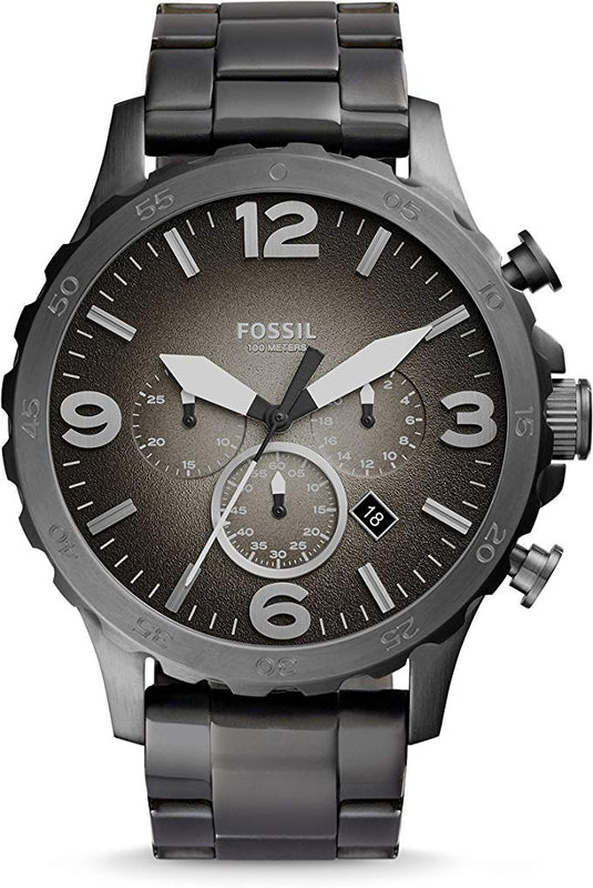 Fossil Nate Chronograph Gunmetal Dial Grey Steel Strap Watch for Men - JR1437 Authentic Buy Shop Now