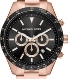 Michael Kors Layton Chronograph Black Dial Rose Gold Steel Strap Watch For Men - MK8824 Authentic Buy Shop Now