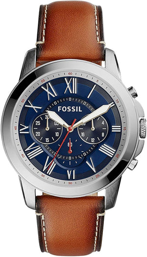 Fossil Grant Chronograph Blue Dial Brown Leather Strap Watch for Men - FS5210 Authentic Buy Shop Now