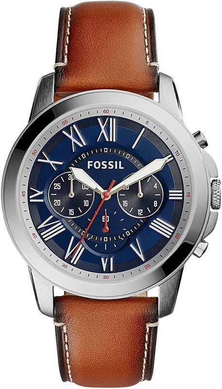 Fossil Grant Chronograph Blue Dial Brown Leather Strap Watch for Men - FS5210 Authentic Buy Shop Now