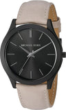 Michael Kors Slim Runway Black Dial Beige Leather Strap Watch For Men - MK8510 Authentic Buy Shop Now