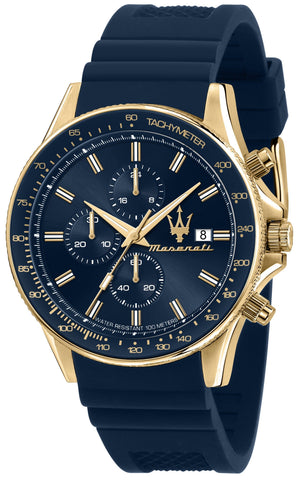 Maserati SFIDA Chronograph Blue Dial Blue Rubber Strap Watch For Men - R8871640004 Authentic Buy Shop Now