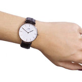 Daniel Wellington Classic York White Dial Brown Leather Strap Watch For Women - DW00100038 Authentic Buy Shop Now