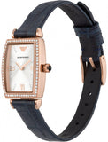 Emporio Armani Gianni T Bar Crystals Silver Dial Blue Leather Strap Watch For Women - AR11469 Authentic Buy Shop Now