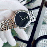 Movado Classic Quartz Black Dial Silver Steel Strap Watch for Men - 0606337 Authentic Buy Shop Now