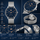 Lacoste Club Multifunction Blue Dial Silver Mesh Strap Watch for Men - 2011228 Authentic Buy Shop Now