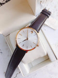 Movado Ultra Slim Silver Dial Brown Leather Strap Watch For Women - 0607093 Authentic Buy Shop Now