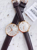 Movado Ultra Slim White Dial Brown Leather Strap Watch For Men - 0607089 Authentic Buy Shop Now