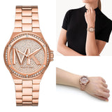 Michael Kors Lennox Three Hand Rose Gold Dial Rose Gold Steel Strap Watch For Women - MK7230 Authentic Buy Shop Now