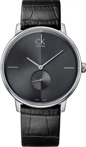 Calvin Klein Accent Black Dial Black Leather Strap Watch for Men - K2Y211C3 Authentic Buy Shop Now