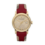 Burberry The City Gold Dial Orange Leather Strap Watch for Women - BU9017 Authentic Buy Shop Now