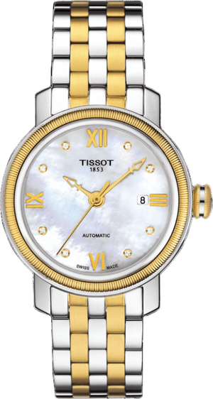 Tissot T Classic Bridgeport Automatic Mother of Pearl Dial Two Tone Steel Strap Watch for Women - T097.410.22.116.00 Authentic Buy Shop Now