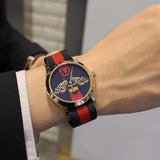 Gucci G Timeless Bee Red & Blue Dial Red Two Tone Nylon Strap Watch For Men - YA1264061 Authentic Buy Shop Now