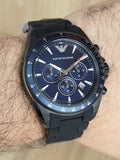 Emporio Armani Sigma Chronograph Blue Dial Black Silicone Strap Watch For Men - AR6121 Authentic Buy Shop Now