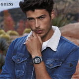 Guess Legacy Grey Dial Blue Silicone Strap Watch For Men - W1049G1 Authentic Buy Shop Now