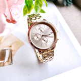 Tommy Hilfiger Madison Chronograph Quartz Rose Gold Dial Rose Gold Steel Strap Watch For Women - 1782190 Authentic Buy Shop Now
