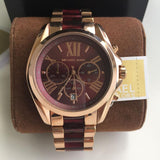 Michael Kors Bradshaw Burgundy Dial Two Tone Steel Strap Watch for Women - MK6270 Authentic Buy Shop Now