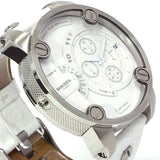 Diesel Badass Chronograph White Dial White Leather Strap Watch For Men - DZ7265 Authentic Buy Shop Now