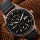 Lacoste Continental Black Dial Black Leather Strap Watch for Men - 2011042 Authentic Buy Shop Now