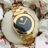 Movado Bold Black Dial Gold Steel Strap Unisex Watch - 3600397 Authentic Buy Shop Now