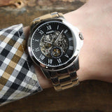 Fossil Grant Skeleton Black Dial Silver Steel Strap Watch for Men - ME3055 Authentic Buy Shop Now