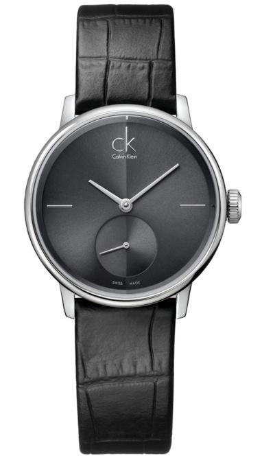 Calvin Klein Accent Black Dial Black Leather Strap Watch for Women - K2Y2Y1C3 Authentic Buy Shop Now