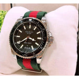 Gucci Dive Black Dial Two Tone NATO Strap Watch For Men - YA136206 Authentic Buy Shop Now