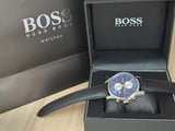 Hugo Boss Jet Blue Dial Black Leather Strap Watch for Men - 1513283 Authentic Buy Shop Now