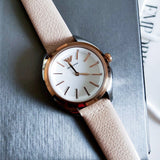 Emporio Armani Valeria Quartz White Dial Beige Leather Strap Watch For Women - AR11031 Authentic Buy Shop Now